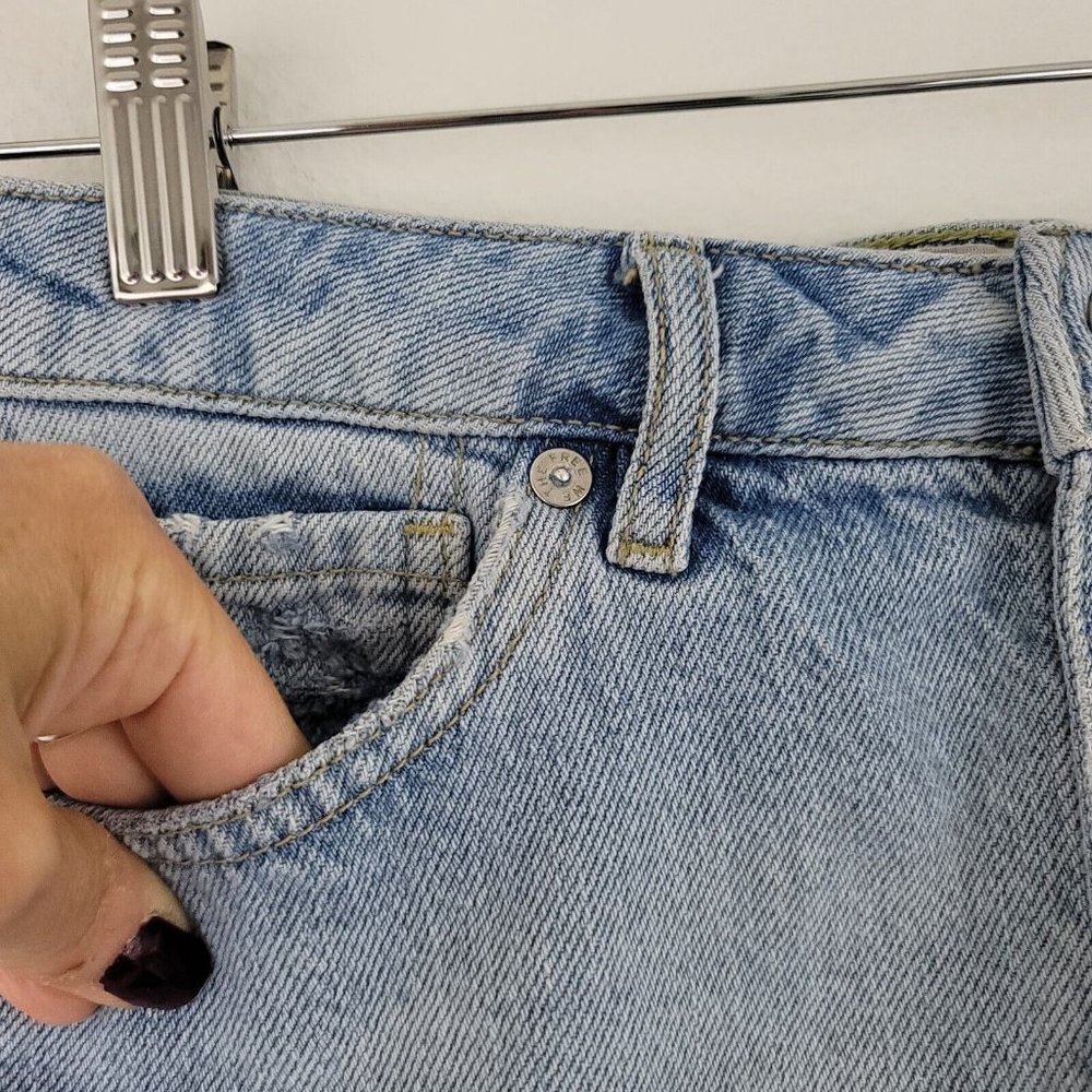 Free People We The Free Button Fly Denim Distressed Mini Skirt Si… - Picture 8 of 14